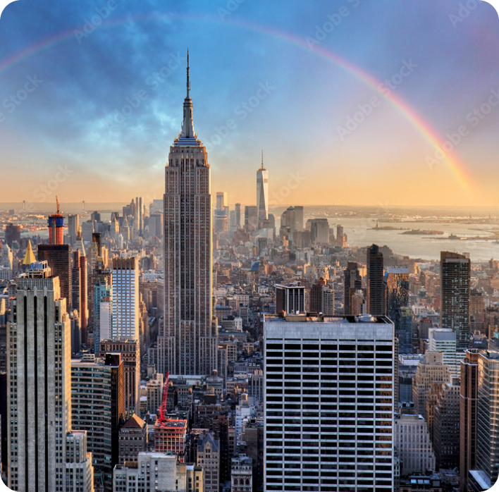 Vue de New York au coucher du soleil